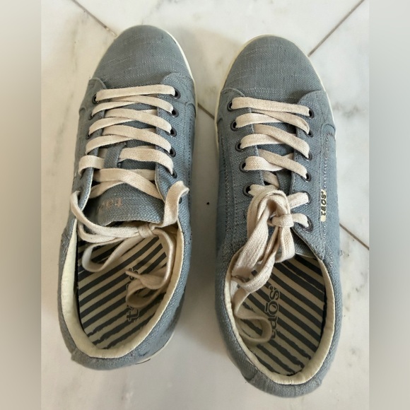 Taos Star Slate Blue Textured Canvas Zero Drop Flat Women’s 9 Comfort Sneakers - Picture 5 of 10
